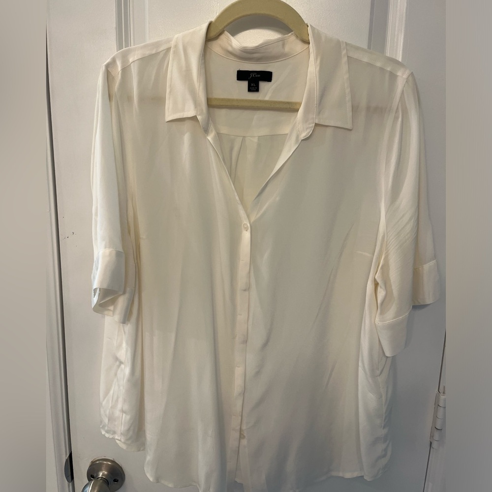 J.Crew short sleeve white button down XL